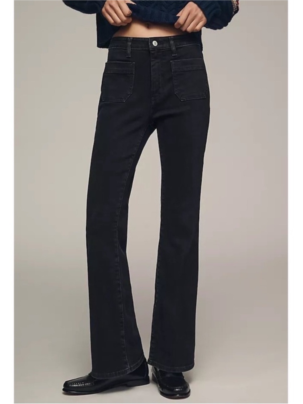 Anthropologie Pilcro The Icon Mid Rise Flare Jeans in Black